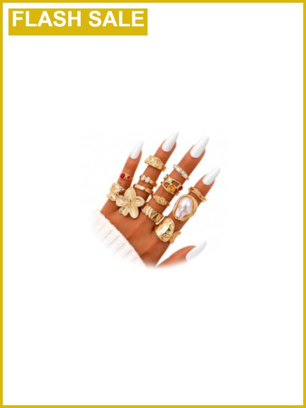 Gold Stackable Rings for Women, Knuckle Midi Statement Ring Set, 13 Pcs